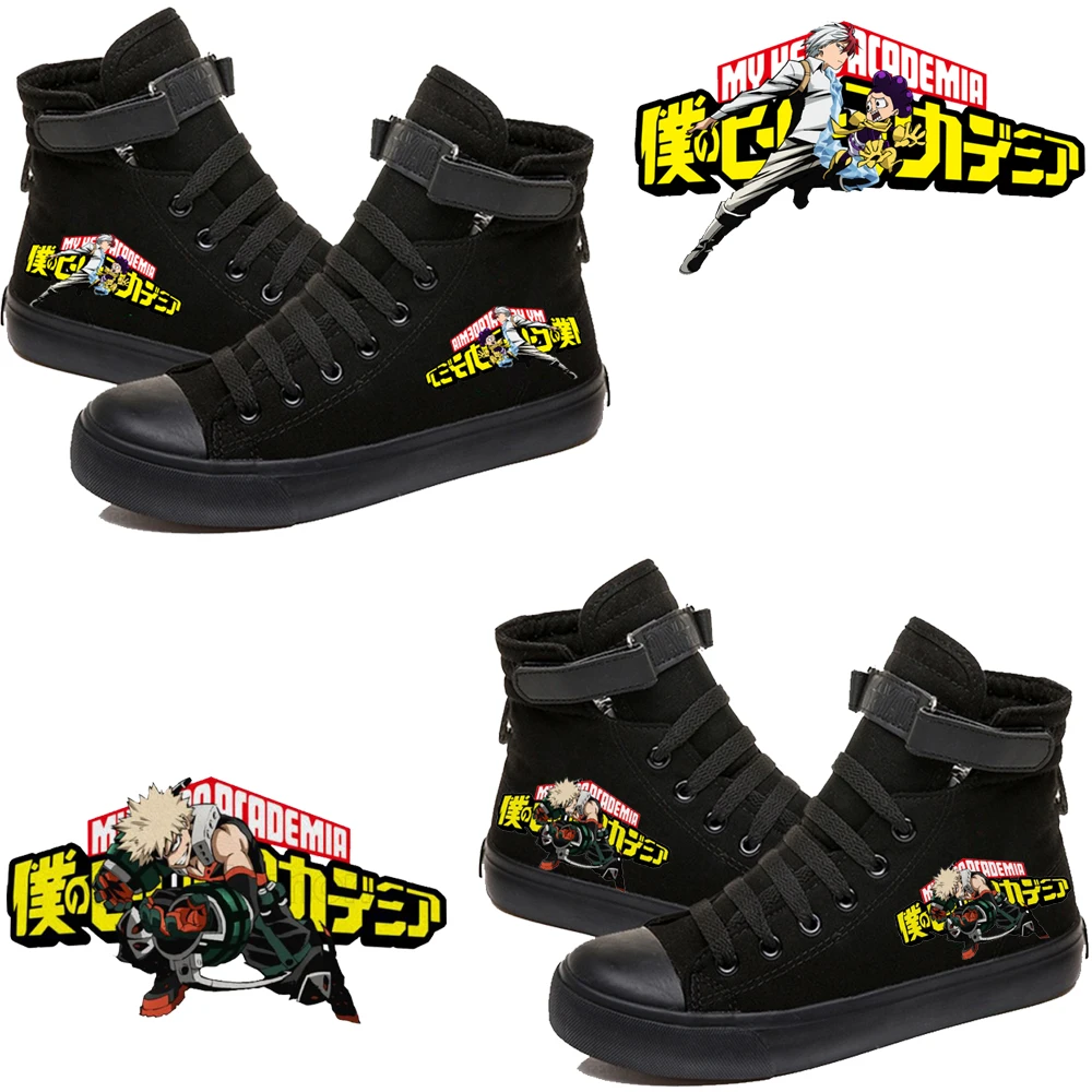 

2020 New My Hero Academia Bakugou Katsuki and Shoto Todoroki Printed High Top Canvas Shoes Cozy Sneakers