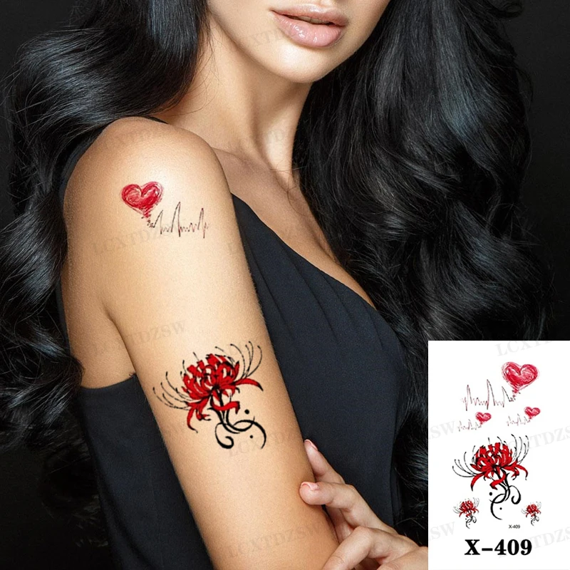 Waterproof Temporary Fake Tattoo Stickers Flower Rattan Bracelet Tatto Arm Women's Tattoo And Body Painting One-Time Tattoos Men