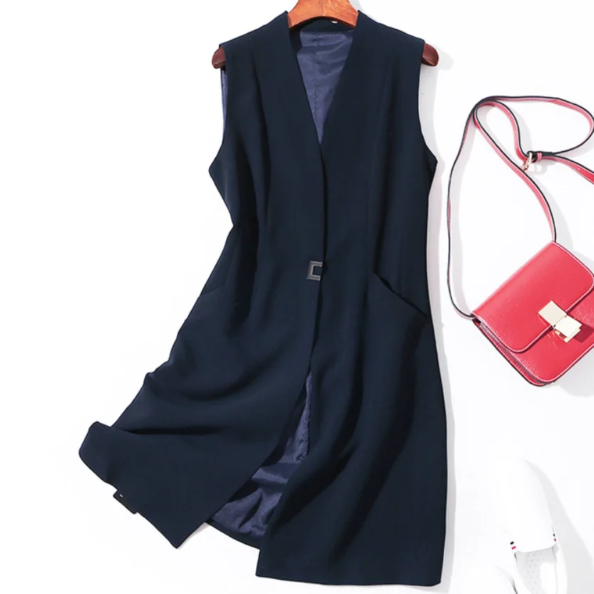 

Spring autumn blazer casual women vest waistcoat women ol long suit vest female jacket coat office lady