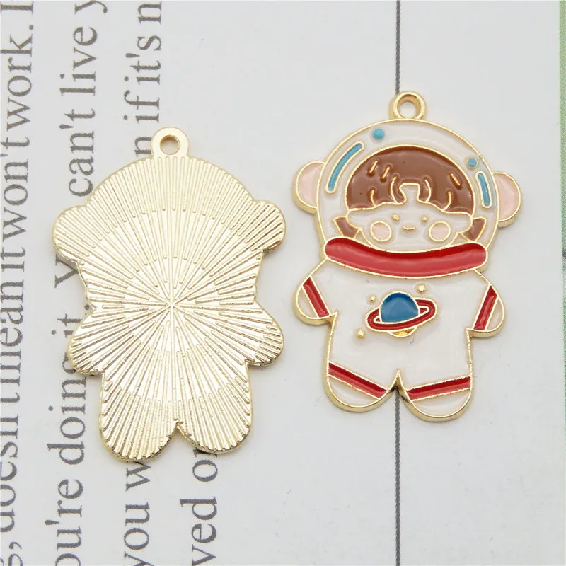 

4pcs/pcs Enamel Alloy Universe Earrings DIY Spacecraft jewelry making Cartoons Badge Cartoon metal Funny pendants dangle Charms