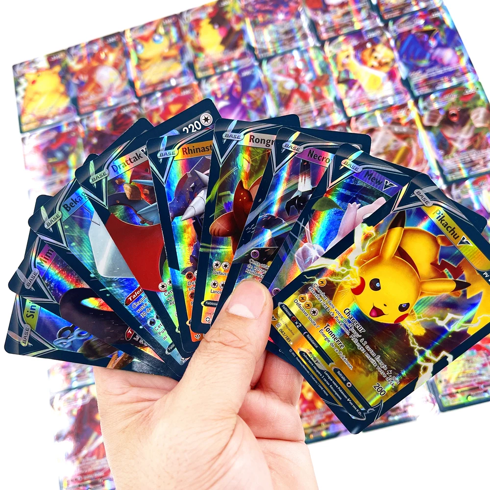 

New 100Pcs GX Pokemon French Version Pokémon Card Featuring 100VMAX No Repeat Battle Carte Trading Game Collection Shining Card