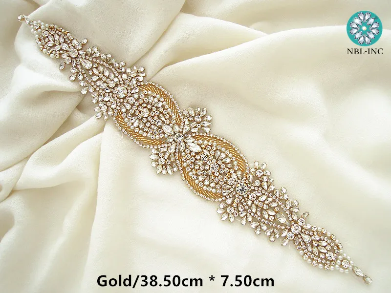 (1PC) Rhineston Bridal belt gold diamante with crystals wedding dress accessories sash for WDD0766 | Свадьбы и торжества