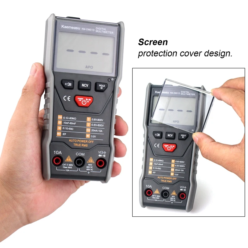 

Kaemeasu KM-DM01D Smart Digital Multimeter Anti-Burning 6000 Count with True Effective Value/NCV Measuring Universal Meter