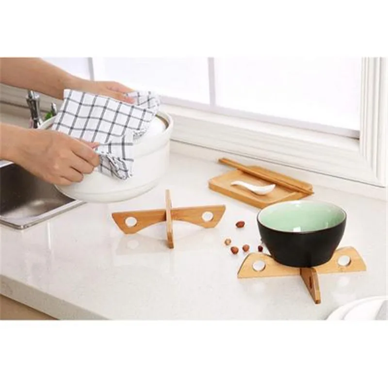 Новый бамбуковый термостойкий Держатель Для Сковороды подставки Съемная