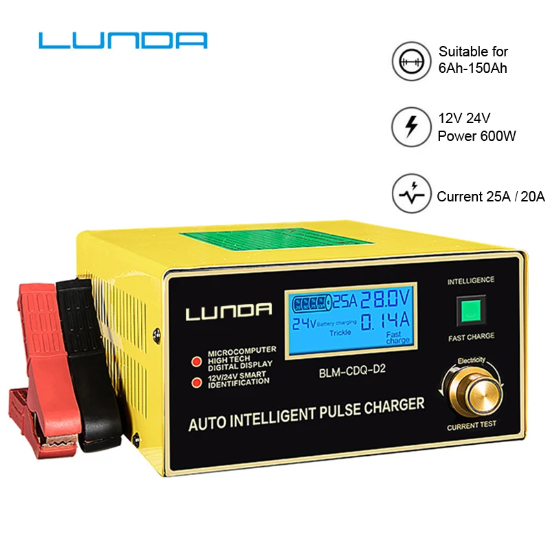 Ру 600W автоматический Смарт 12V 24V автомобиль Батарея Зарядное устройство Английский ЖК-дисплей Дисплей авто ремонт импульса Функция для AGM гель мокрый свинцово-кислотные сухая
