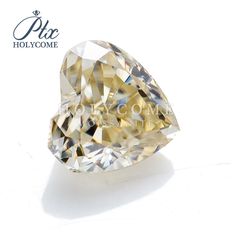 

6.5mm Hot Sale EX Light yellow Heart Cut Pass Diamond Tester Loose Moissanite Supplier Gemstones Factory Crash Sale Certificate