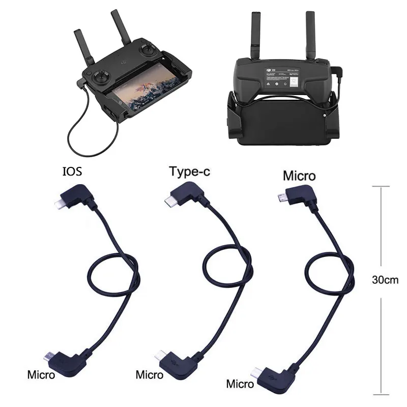 Кабель для передачи данных OTG 30 см для DJI Spark MAVIC Pro Air Mavic 2 Zoom Mini SE, разъем Micro-USB Type-C для планшетов, телефонов, контроллеров