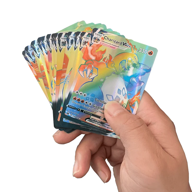 2021 голографические игральные карты Pokemon в испанском стиле Charizard VMAX игра Castellano