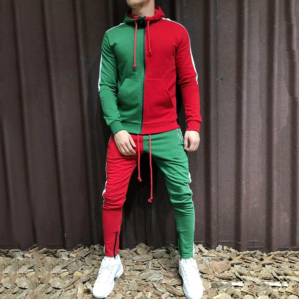 Мужской осенне-зимний комплект из двух частей топы с капюшоном одноцветная