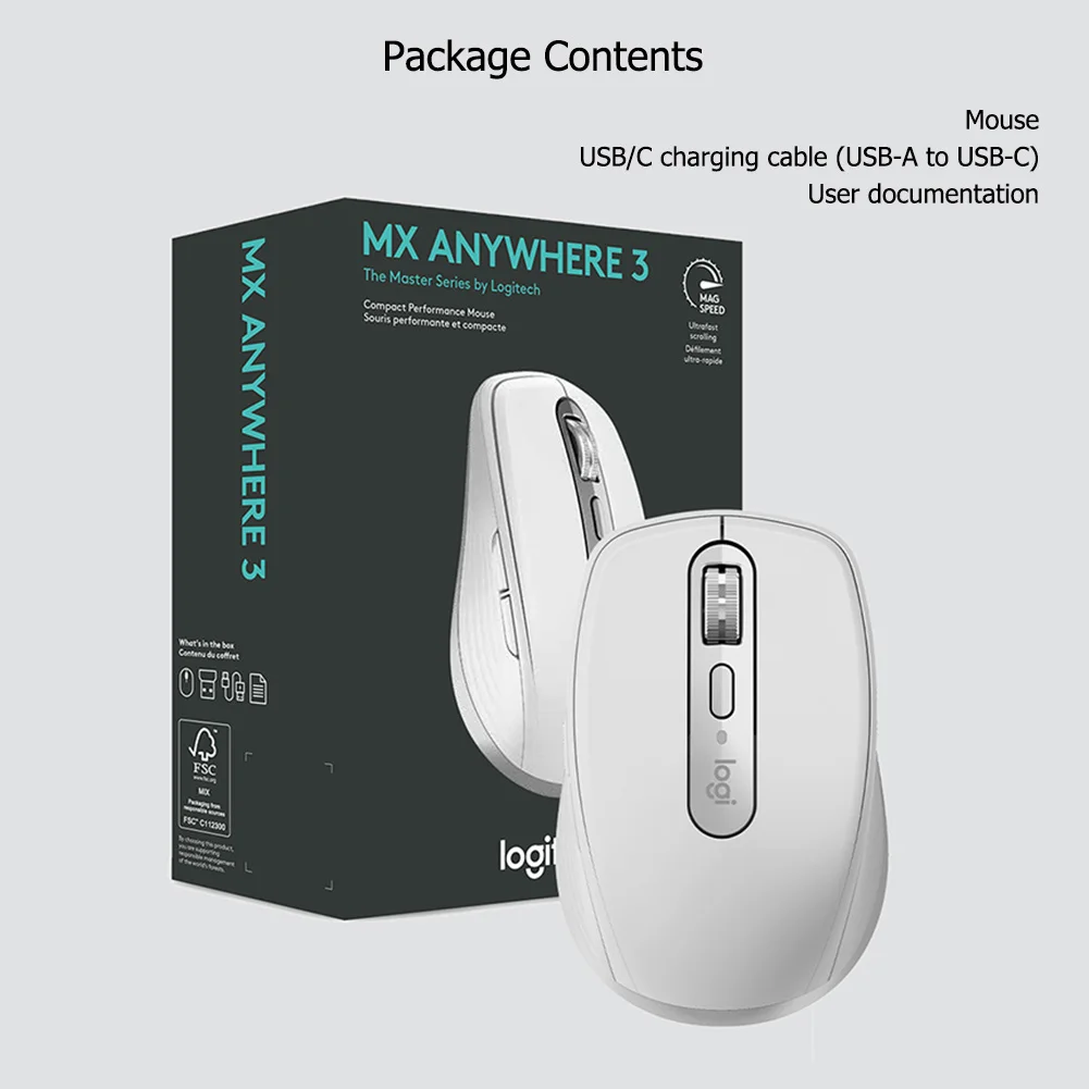 Беспроводная Bluetooth Мышь Logitech MX ANYWHERE 3 4000 точек/дюйм компактная