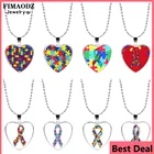 FIMAODZ аутизма осознание надежды ожерелье частей головоломки ленты из стекла с художественной фотографией любви, стильный элегантный кулон 