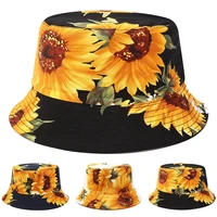 new reversible sunflower bucket hat for womens fisherman hat summer panama outing sunscreen sun beach protection cap