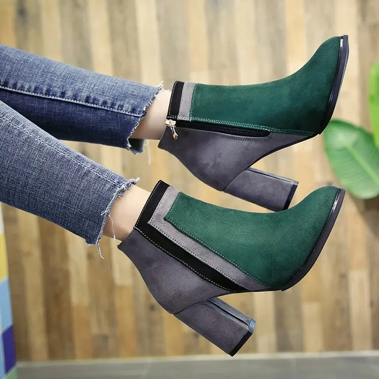 Разноцветные для шитья ботинки до середины икры Для женщин Новинка флоковые