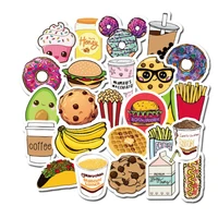 103050pcs creative fast food cute cartoon doodle toy guitar notebook phone waterproof sticker decoration wholesale