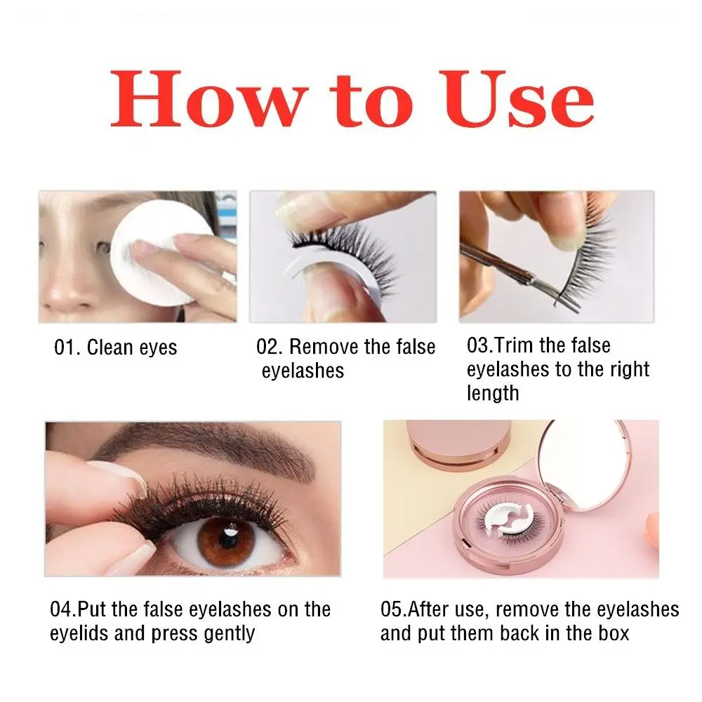 Зеркальные многоразовые самоклеящиеся ресницы натуральные Многослойные