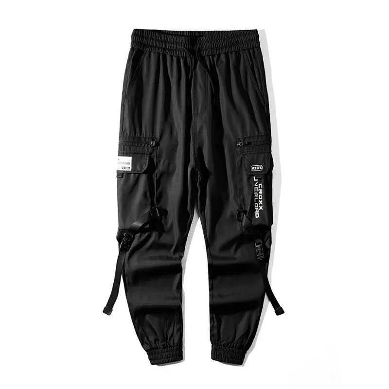 Брюки-карго CROXX Techwear мужские черные штаны с завязками на талии Джоггеры в стиле