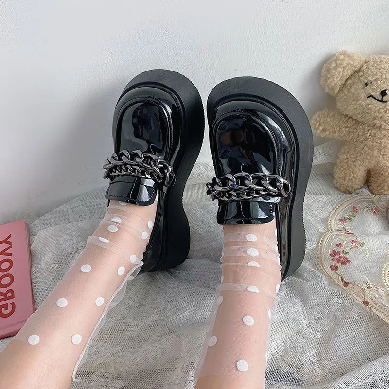 

Туфли Lolita женские в японском стиле, винтажные мягкие туфли с металлической цепочкой для девочек, для студентов колледжа, Костюмные Лоферы д...