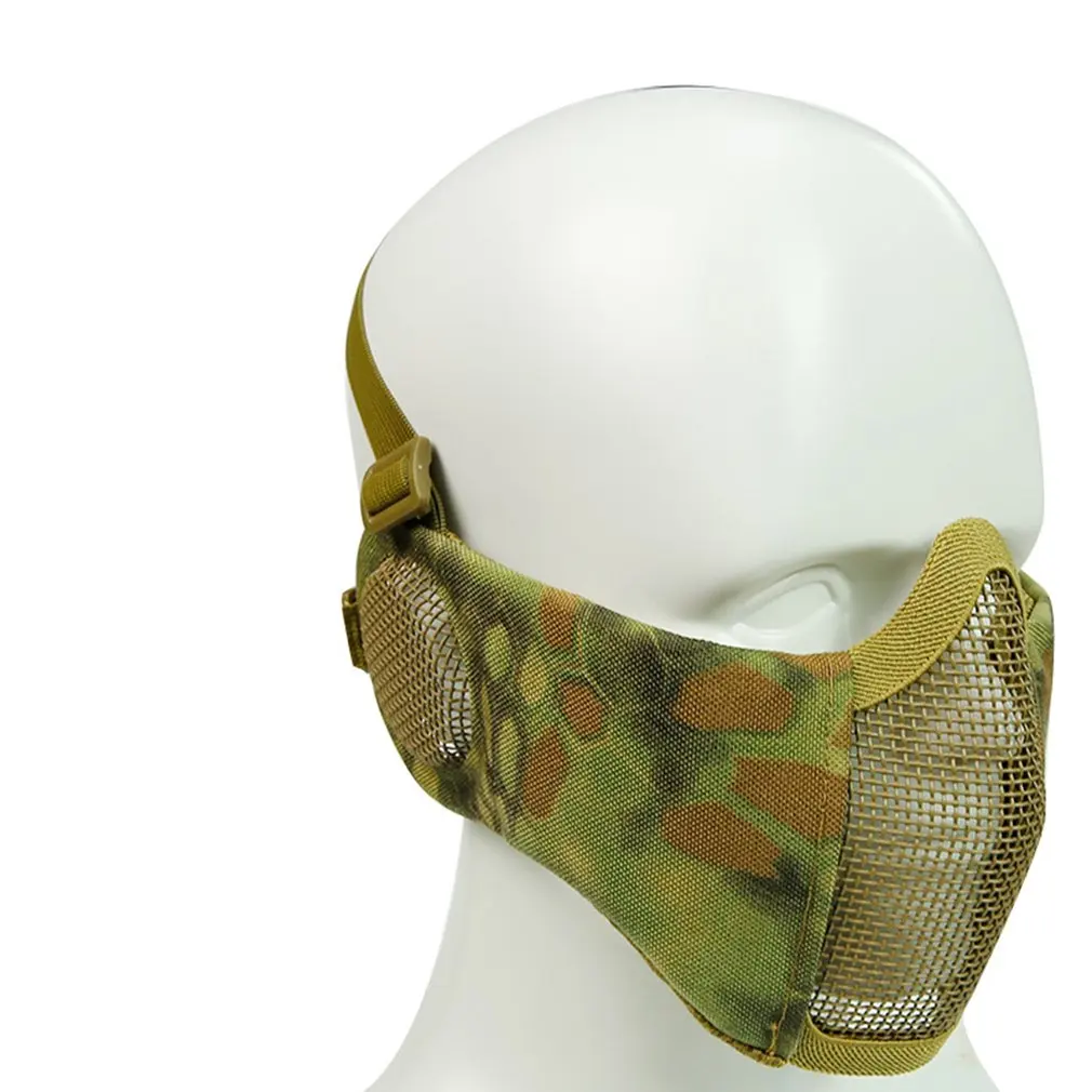 

Tactical Airsoft Mask Half Lower Face Metal Steel Net The Field Elite Ear Protection Outdoor Cycling Steel Tactical Mask