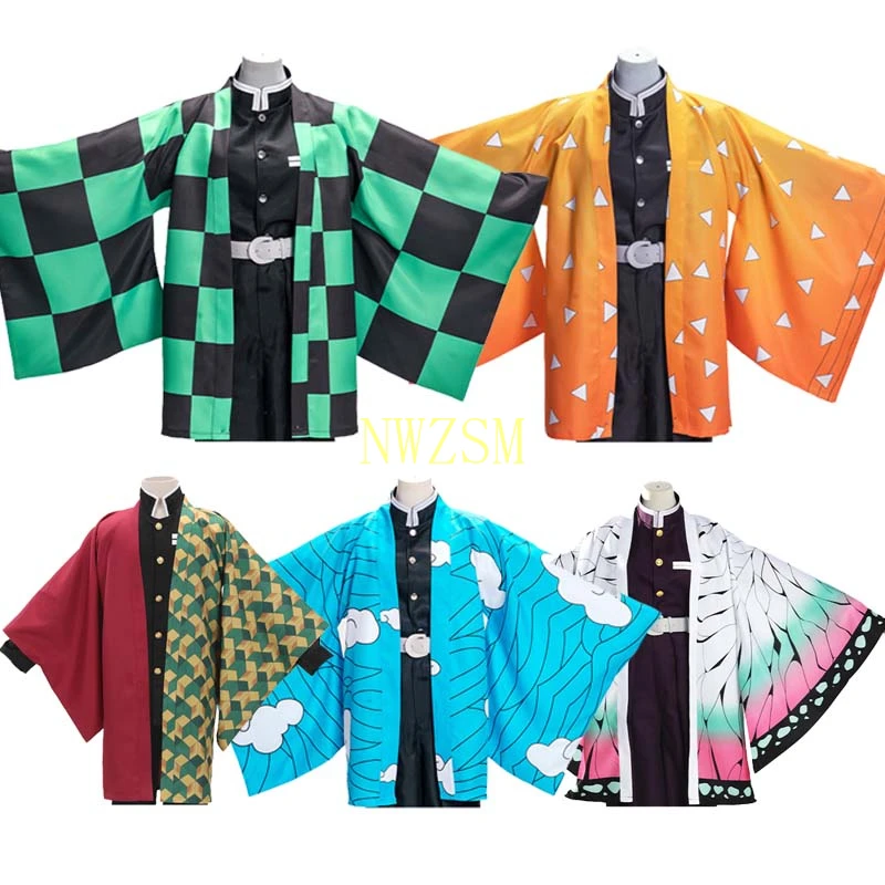 

Demon Slayer Kimetsu No Yaiba Kamado Tanjirou Cosplay Cloak Kimono Haori Costume Halloween Anime Costumes Cape