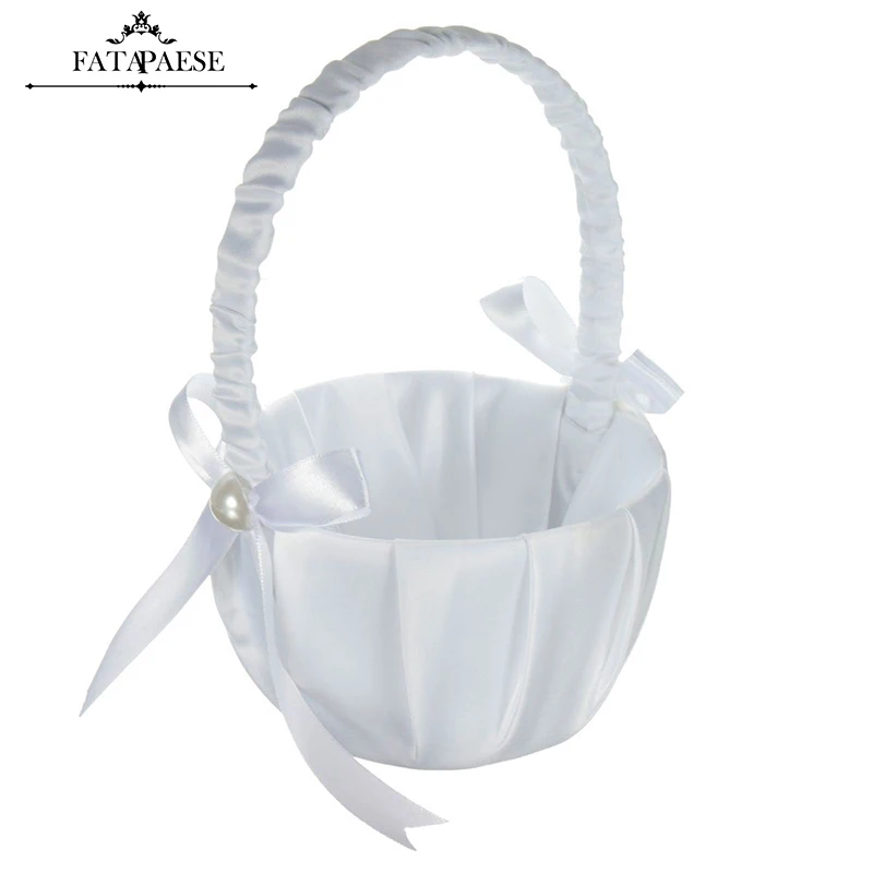 

FATAPAESE Flower Romantic Bowknot Wedding Ceremony Party Rose Flower Girl Makeup Basket Gift