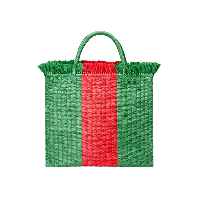 

Fashion green straw woven handbag women tassel weave shoulder bags Girl's large capacity shopping travel beach bag
