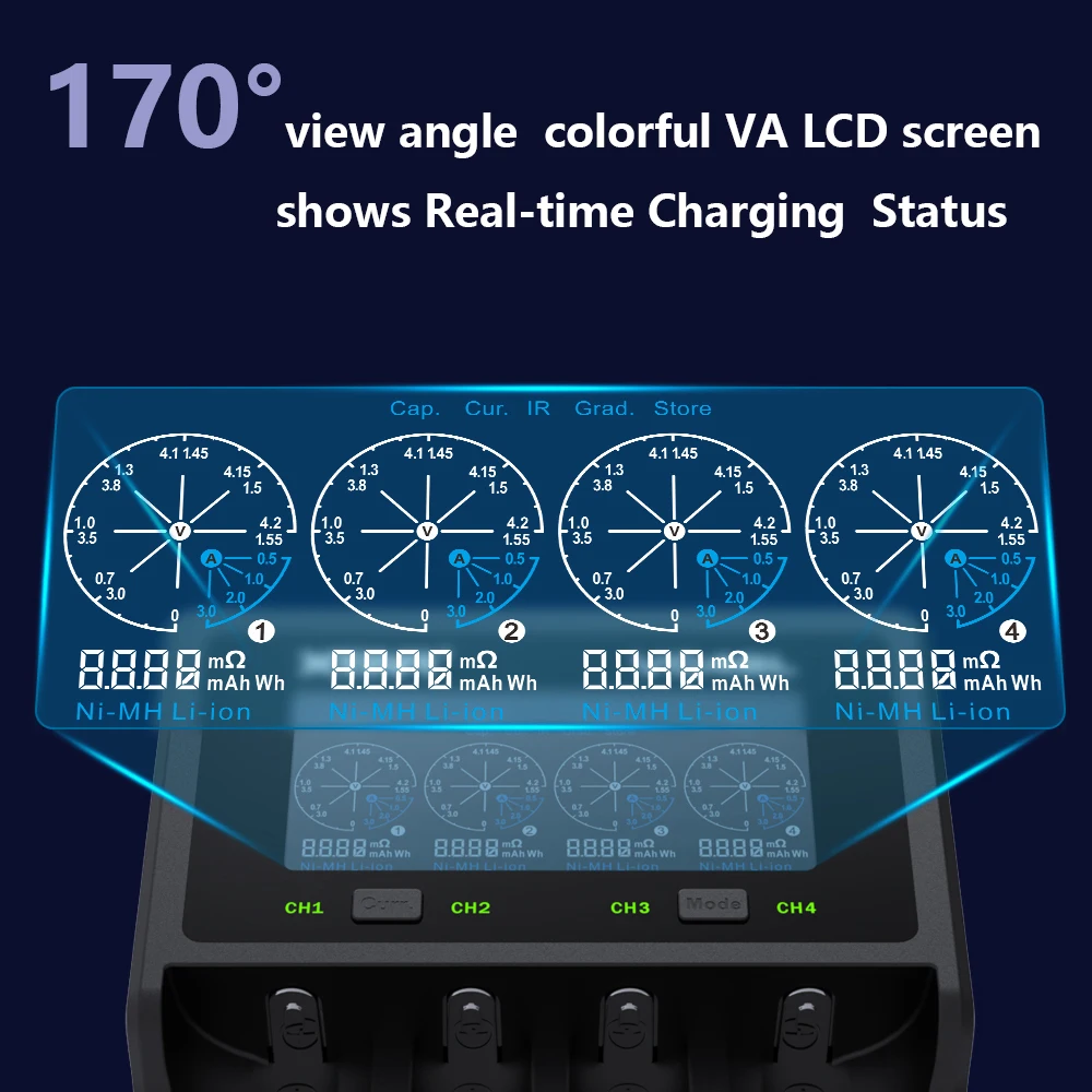 XTAR 18650 быстрое зарядное устройство QC3.0 зарядка AA перезаряжаемые литий-ионные
