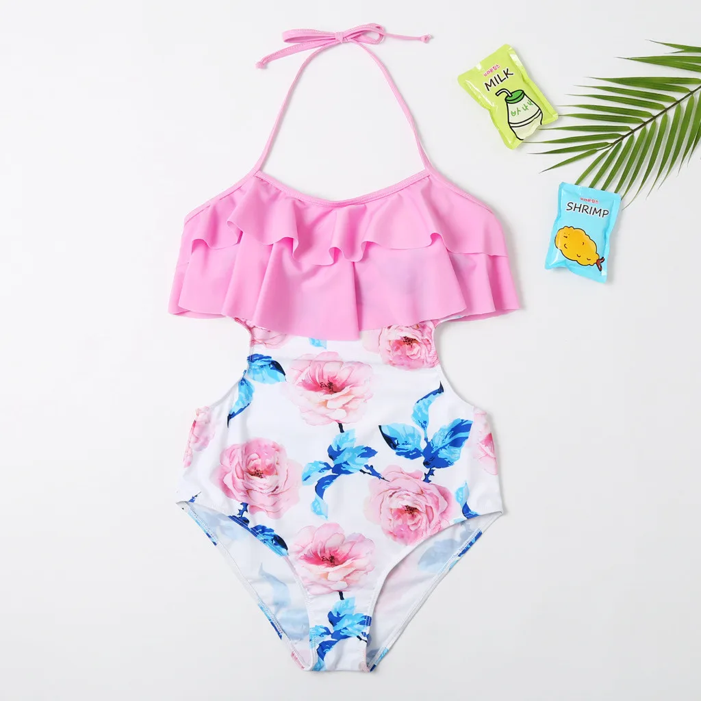 Женские Купальники мама и я женские купальники для маленьких девочек комплект