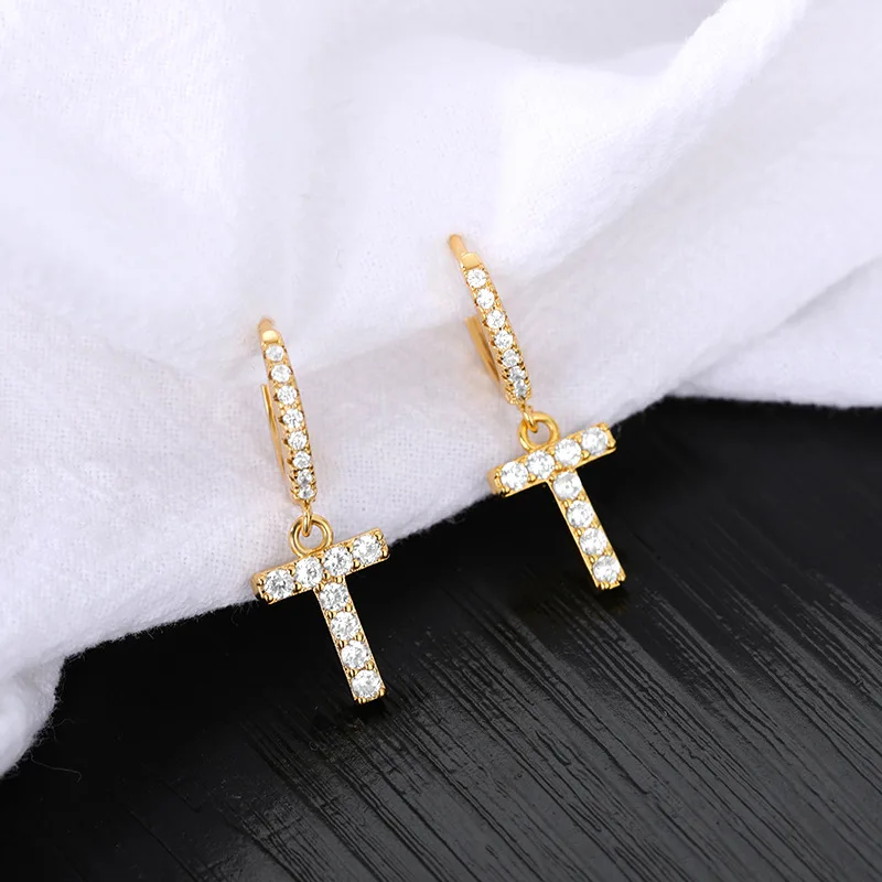 

Серьги с цирконом, 26 дюймов, с английским алфавитом, 1 шт.