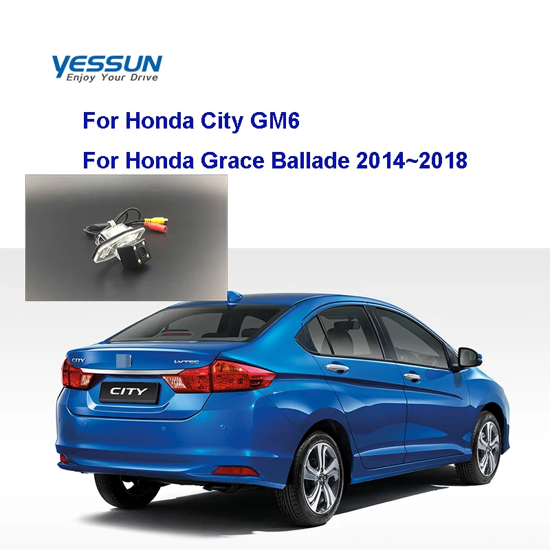 

Камера заднего вида Yessun для Honda City GM6, для Honda Grace Ballade 2014 ~ 2018, камера номерного знака автомобиля/динамическая траектория