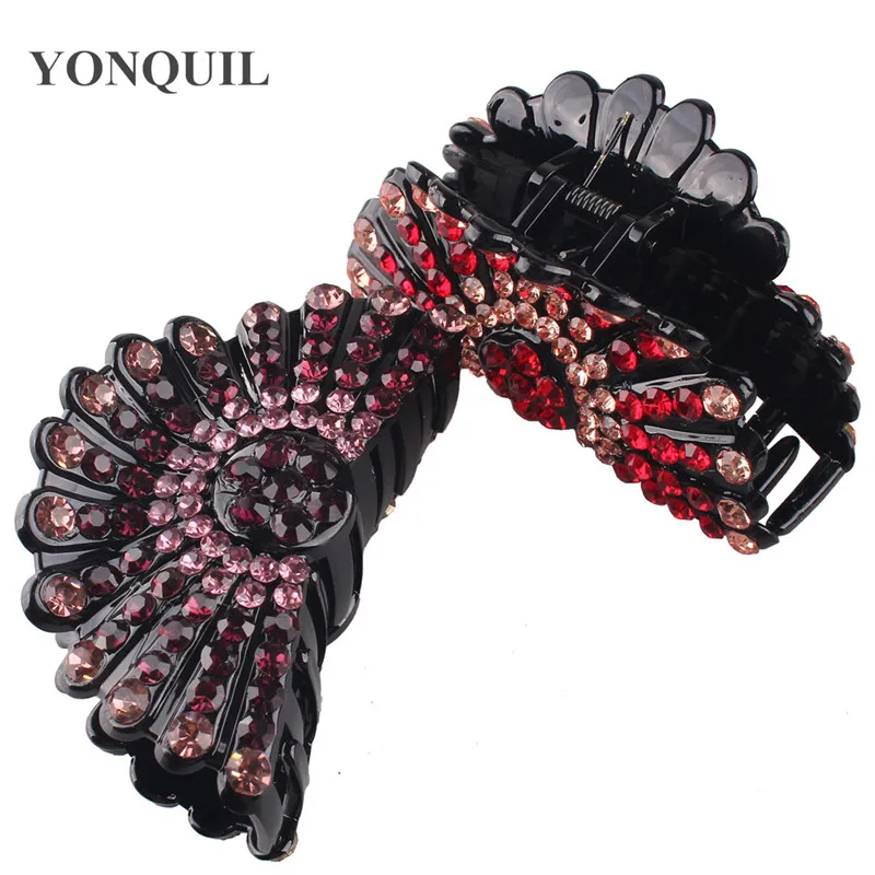 Женские винтажные блестящие крупные заколки для волос элегантные Кристальные