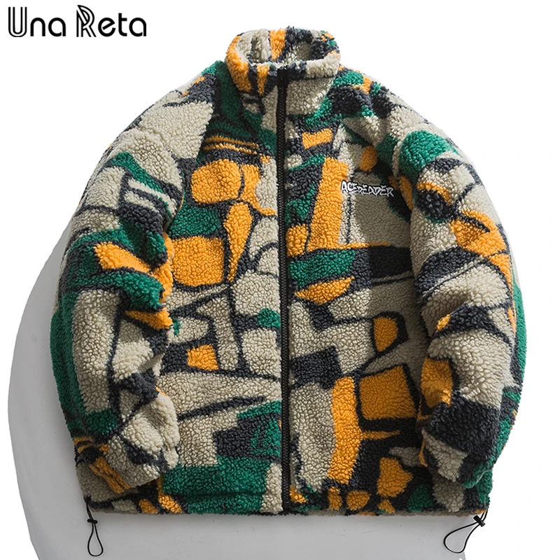 

Una Reta Camouflage Winter Men Coat New Casual Lamb Wool Parka Coat Streetwear Men Clothing Warm Jacket Coat