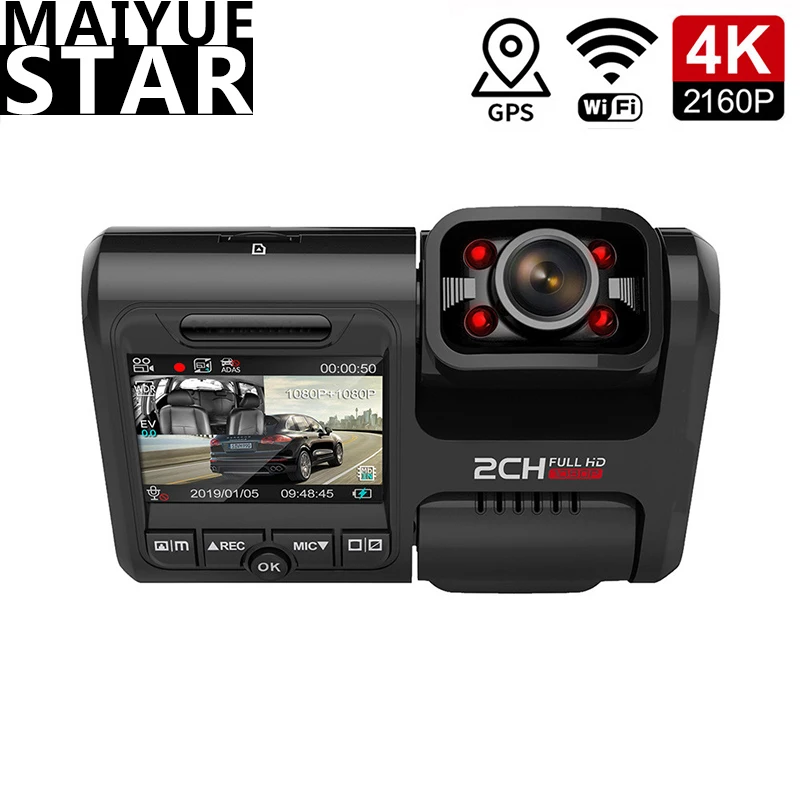 Автоматический видеорегистратор Novatek 2160 Sony IMX323 360 ° GPS WIFI 4K 96663 P с двумя