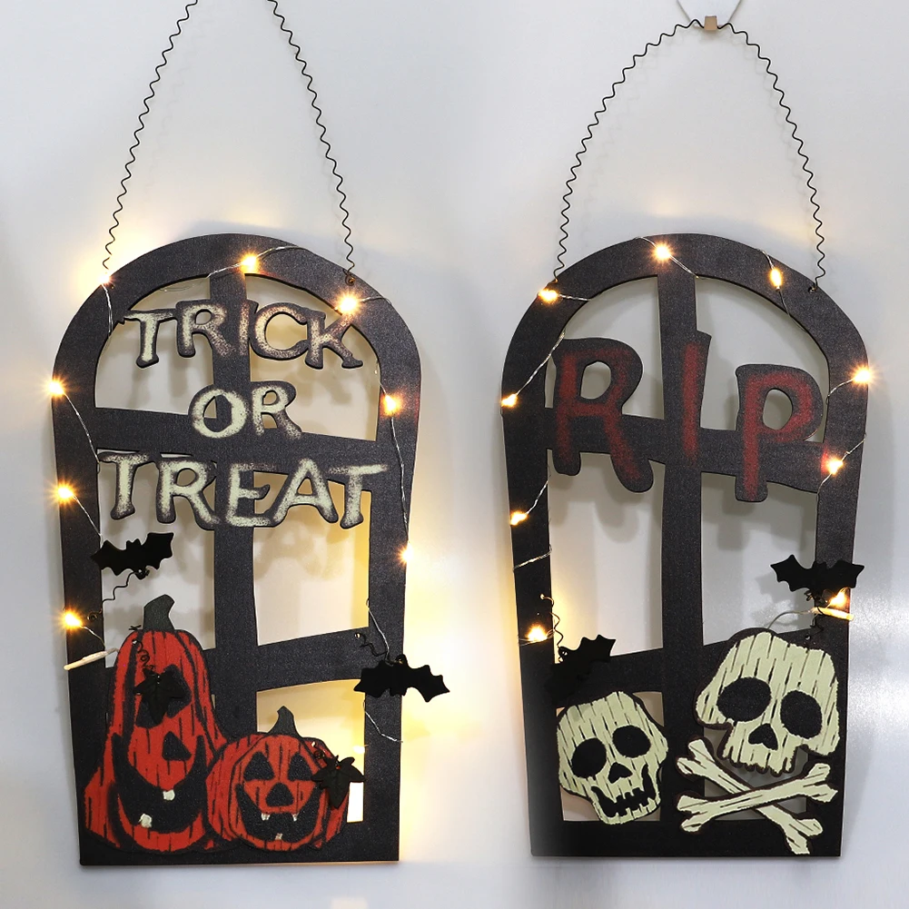 Светодиодная лампа в форме надгробия на Хэллоуин подвесная дверь тыква череп