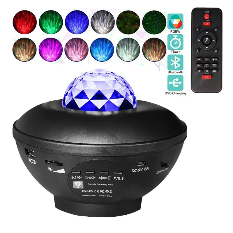 

USB Projector Night Light Colorful Starry Sky Galaxy Blueteeth Star Night Light Romantic Projection Lamp Music Player For Home