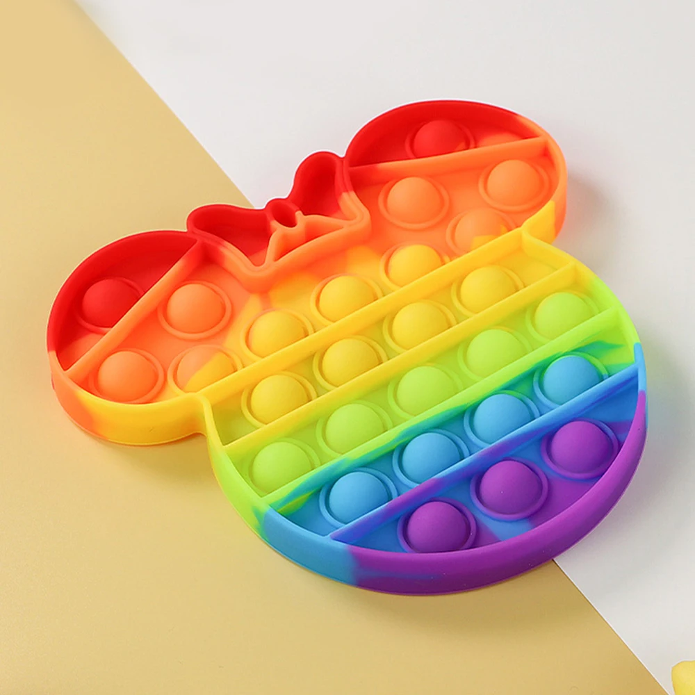 Jual Pelangi Lucu Minni Sederhana Lesung Pipi Mendorong Gelembung Gelisah Mainan Permainan Sensorik Anak Kecemasan Santai Mainan Anti-stres Anak Autisme