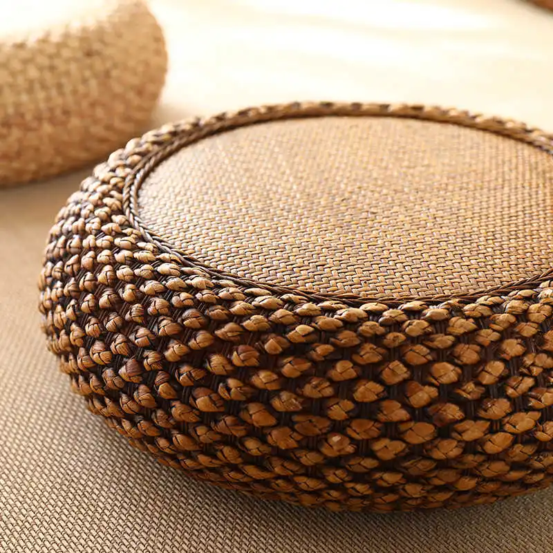 구매 일본식 두꺼운 등나무 다다미 침실 쿠션, 가정용 명상 매트 빨대 직조 거실