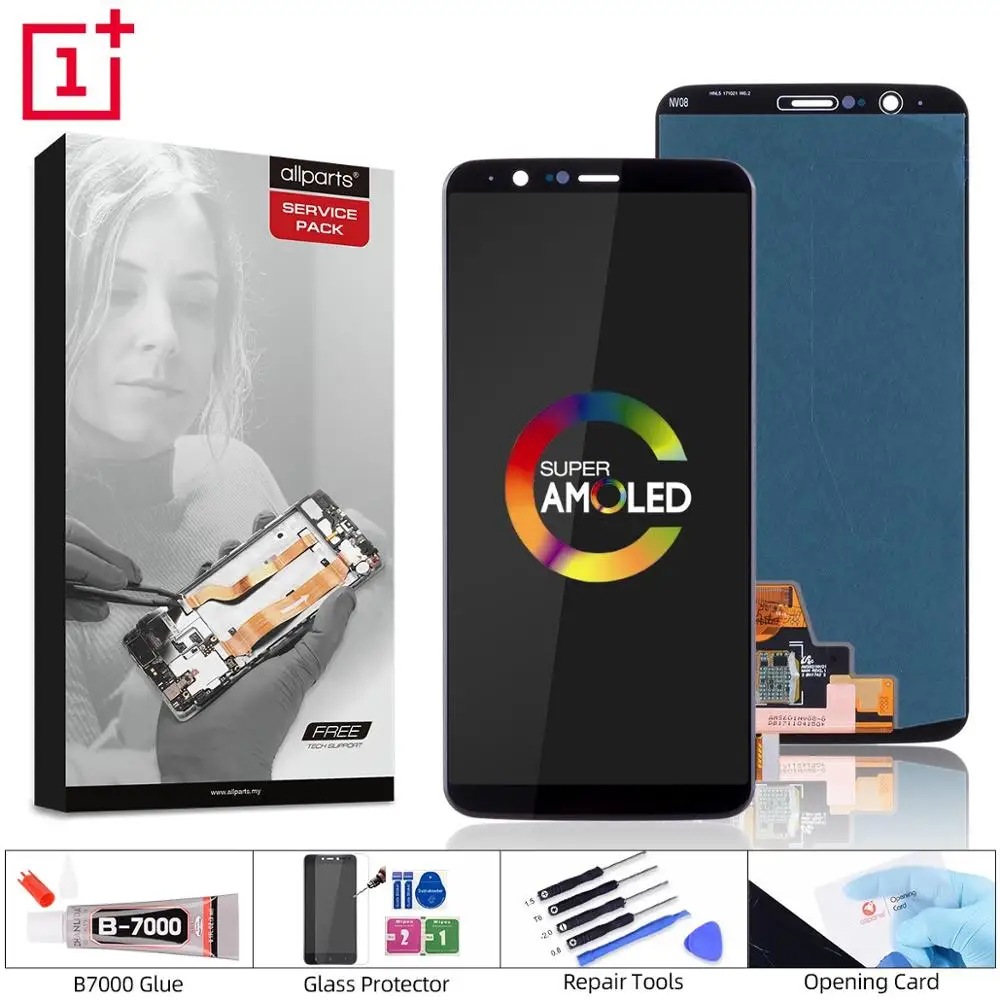 Amoled Дисплей для Oneplus 5T A5010 LCD в сборе с тачскрином 6.01'' черный
