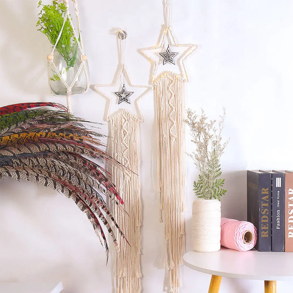 

2pcs Wall Hanging Woven Dream Catcher Wall Art Decor with 2pcs String Lights