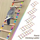 Попугай подъемная лестница домашних животных восхождение игрушка подвесная с разноцветными помпонами, с ручкой из натурального дерева для попугая для Conures попугаев кореллы