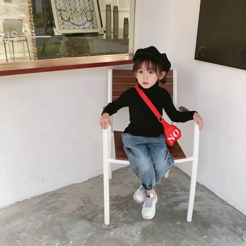 WLG осенние свитера для мальчиков и девочек детская Водолазка с длинным рукавом