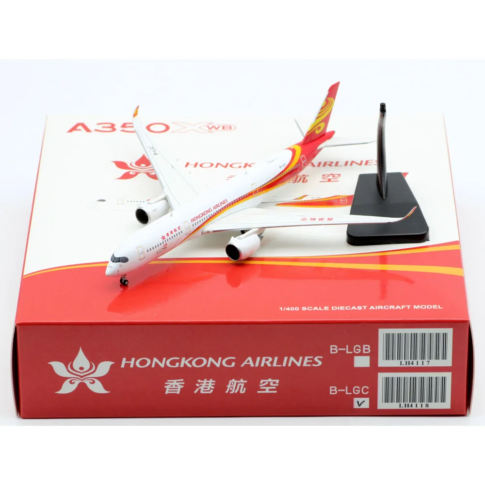 1:400 Alloy Collectible Plane JC Wings LH4118 Hong Kong Airlines Airbus A350-900XWB Diecast Aircarft Jet Model B-LGC With Stand