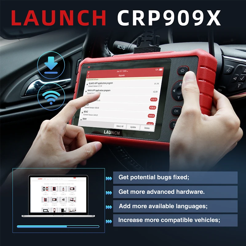 Диагностический сканер OBDII Launch crp909x прибор для чтения кодов автомобиля полная