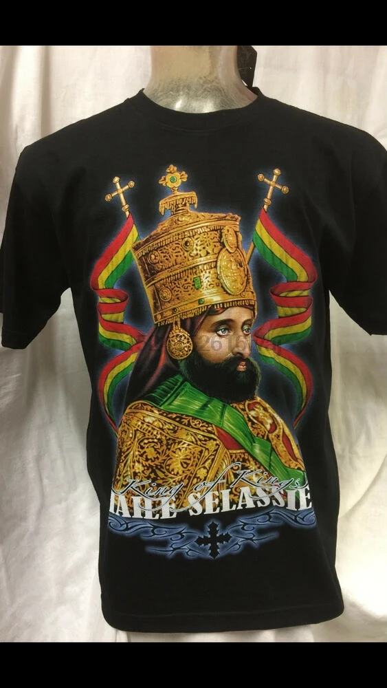 

HAILE SELASSIE I KING OF KINGS DOUBLE SIDED T-SHIRT REGGAE RASTA ROOTS ZION