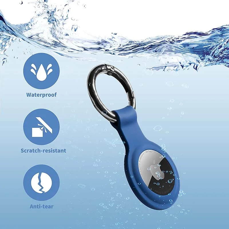 

Soft Liquid Silicone Protectiv Case For Airtags Cover Hangable Metal Keychain Ring Locator Tracker Cover For airtags Case Sleeve