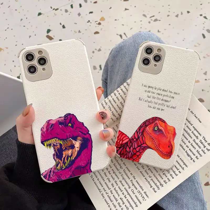 

Dinosaur lizard art personality Phone Case Lambskin Leather For iphone 12 11 8 7 6 XR X XS PLUS MINI PLUS PRO MAX Shockproof