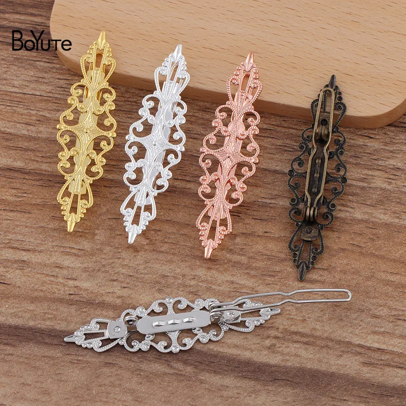 

BoYuTe (20 Pieces/Lot) 15*57MM Filigree Hair Clips Factory Supply Vintage Diy Jewelry Accessories Wholesale