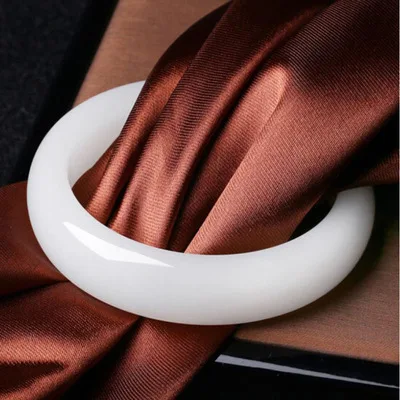 

Zheru Jewelry Natural Hetian Jade White 54-64mm Bracelet Elegant Princess Jewelry Best Gift for Mother and Girlfriend
