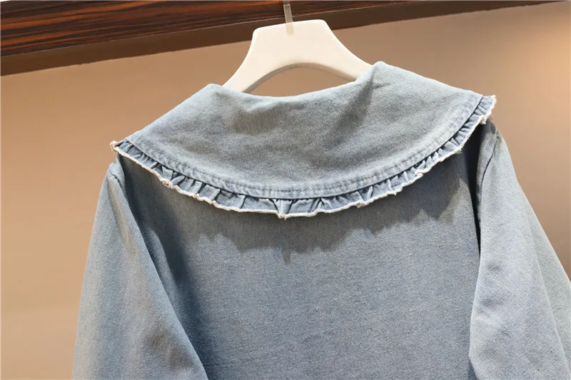 

Large 5Xl women's Denim Dress, high-quality clothing, loose and thin, bow, lovely 2021