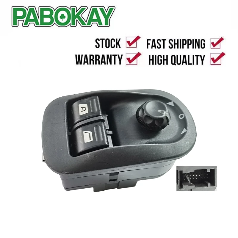 

6554.WA 6554.WH 6554.58 Electric Power Window Switch Mirror Button Control Fit for PEUGEOT 206 306 Black