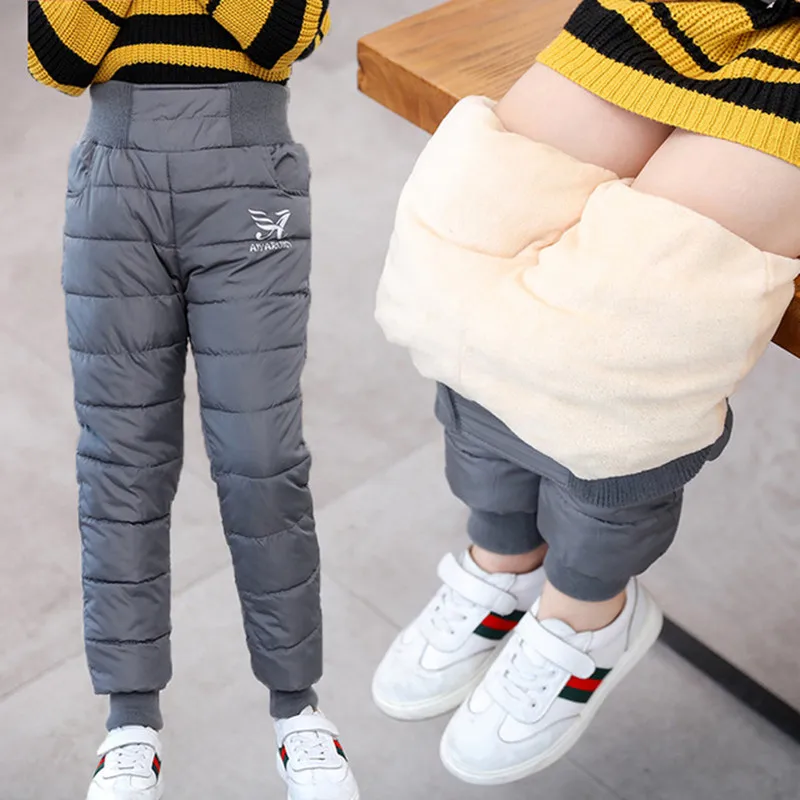 

Warm Thicken Boys Girls Down Pants Winter Children High Quality Trousers Teens Boy Girl Down Trousers Kids Ski Down Padded Pants